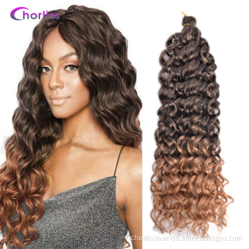 24''125g Cheap Deep Wave Twist Ocean Water Wave Blonde Hawaii Curl Synthetic Braiding Hair Extensions Crochet Hair Attachment